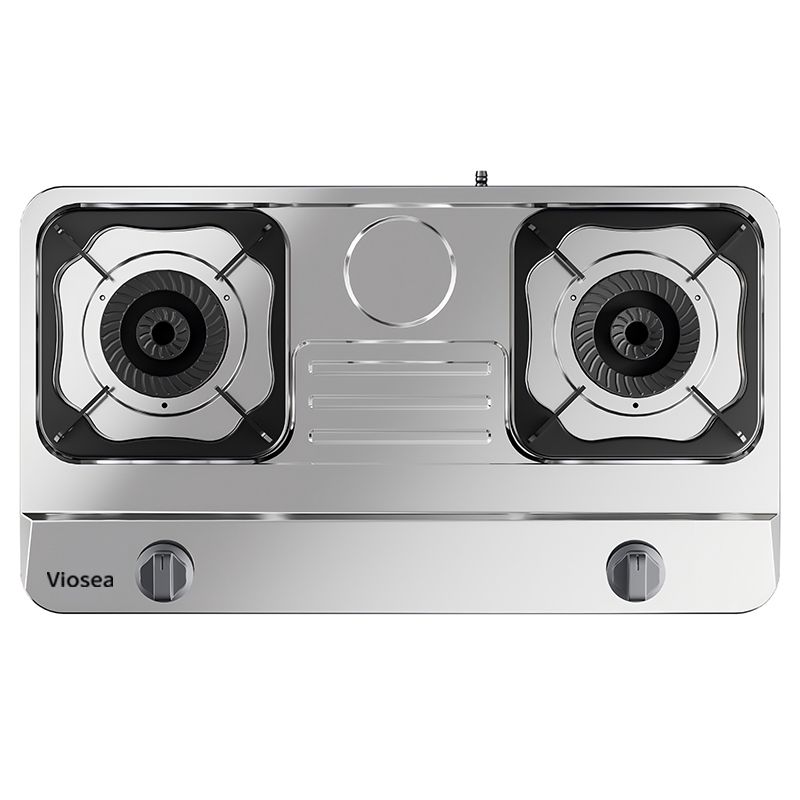 ڈوئل-برنر سٹینلیس سٹیل ایزی-کلین کاؤنٹرٹاپ گیس ہوب